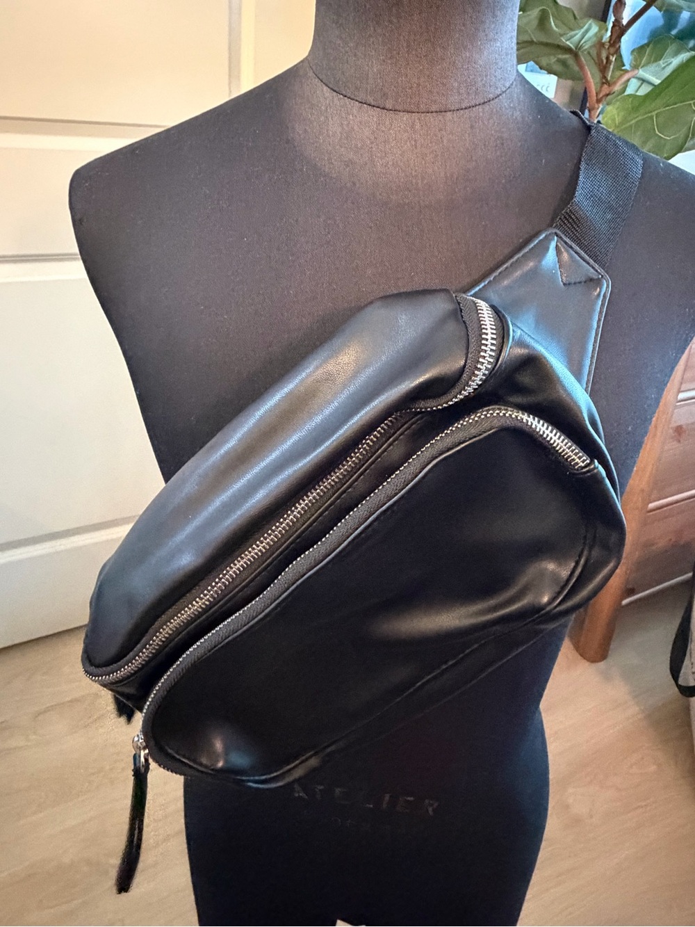 ASOS Black Leather Sling Belt Bag for Men